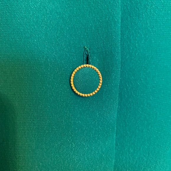 From Paris France, chic and silky teal blouse with decorative buttons and cuffs - Picture 4 of 5